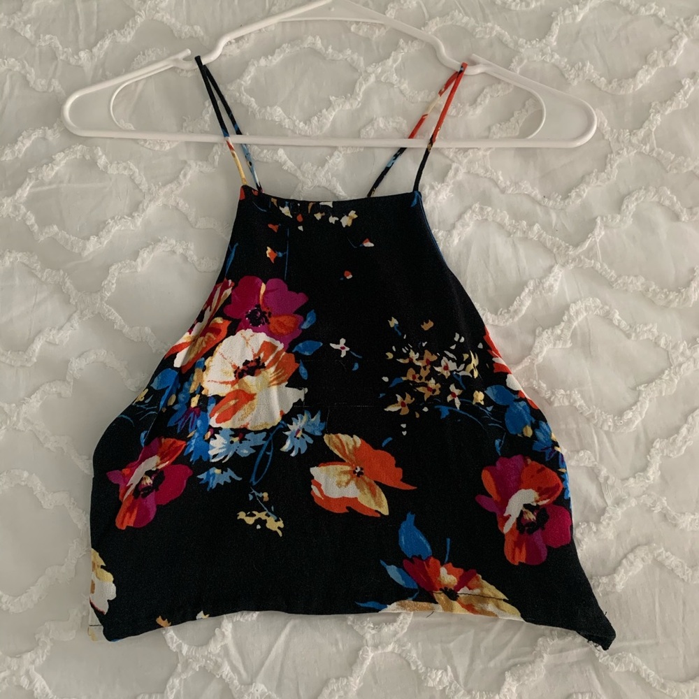 Floral Spaghetti Strap Crop Top